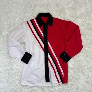 Vintage Streetwear Y2K Party Prep Unique Red & white striped button-up shirt